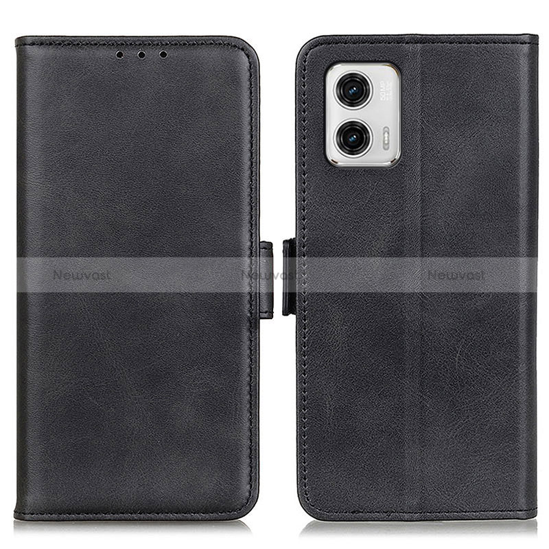 Leather Case Stands Flip Cover Holder M15L for Motorola Moto G73 5G Black