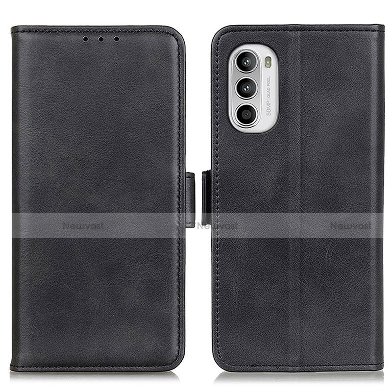 Leather Case Stands Flip Cover Holder M15L for Motorola Moto G82 5G Black