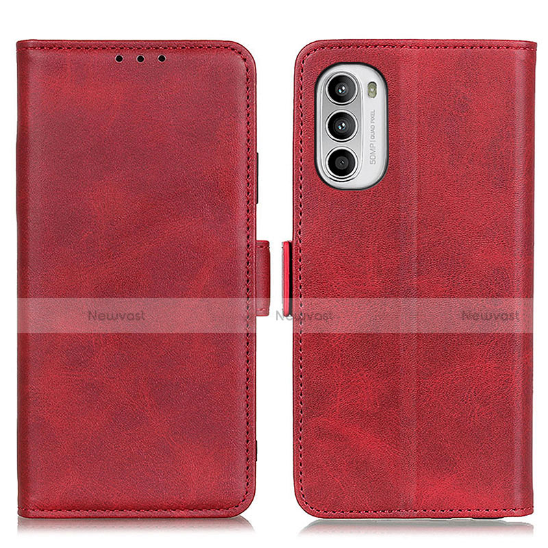 Leather Case Stands Flip Cover Holder M15L for Motorola Moto G82 5G Red