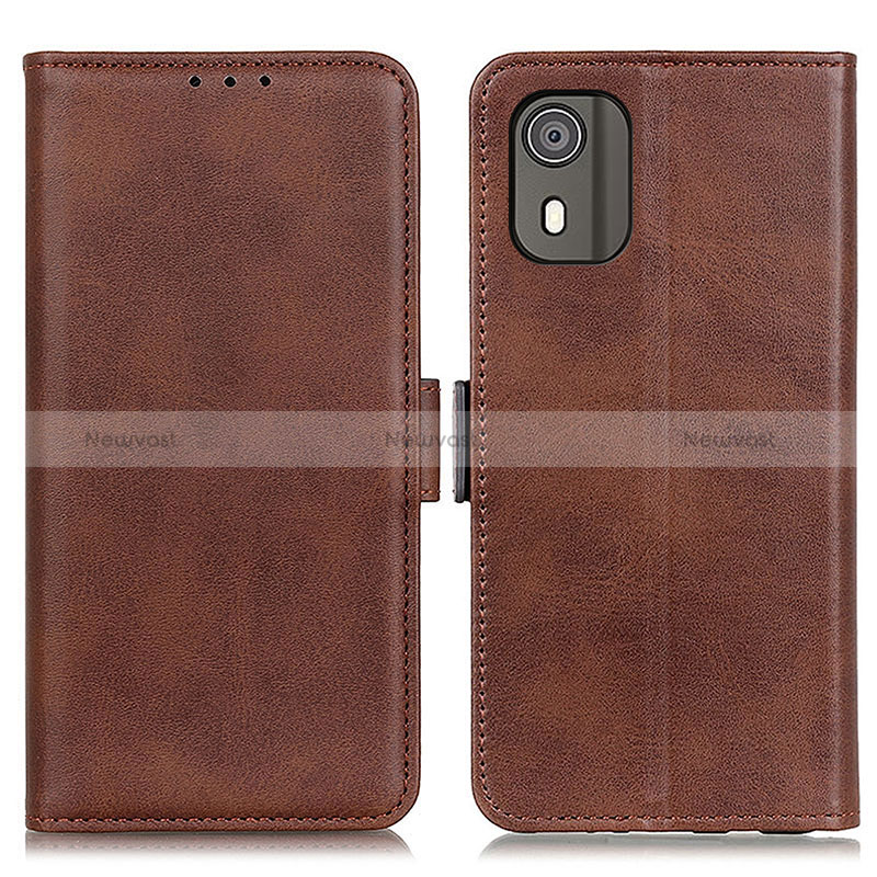 Leather Case Stands Flip Cover Holder M15L for Nokia C02 Brown