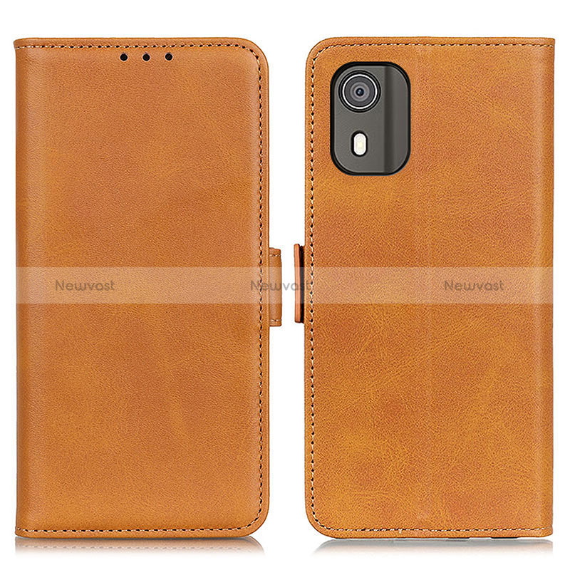 Leather Case Stands Flip Cover Holder M15L for Nokia C02 Light Brown