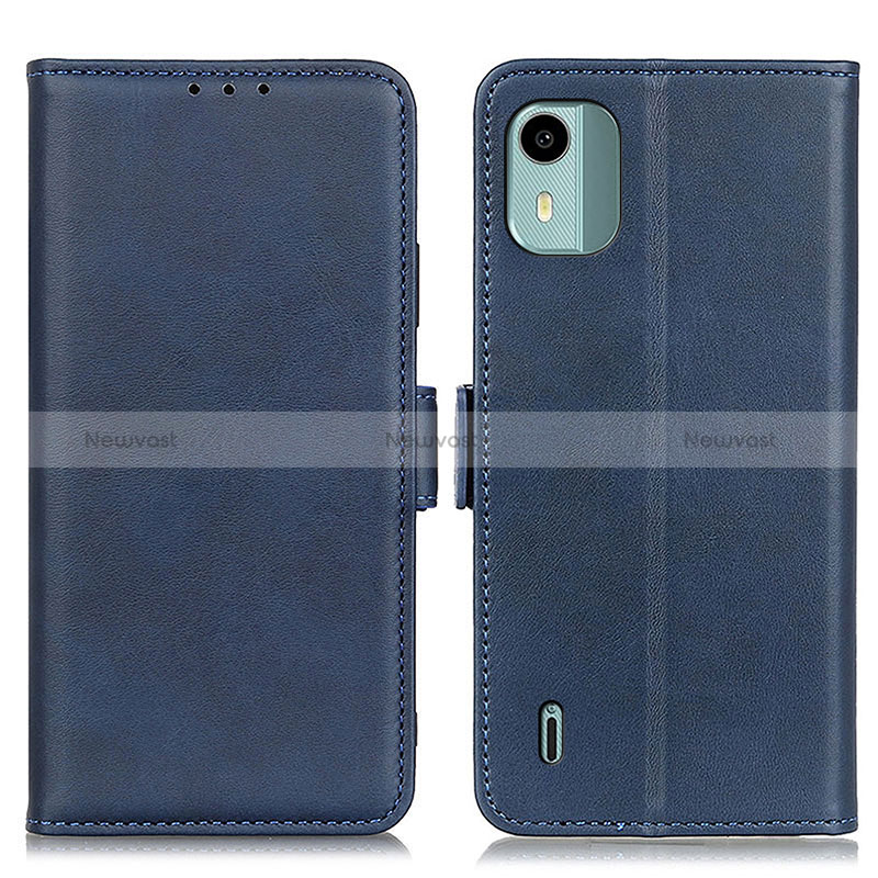 Leather Case Stands Flip Cover Holder M15L for Nokia C12 Pro Blue