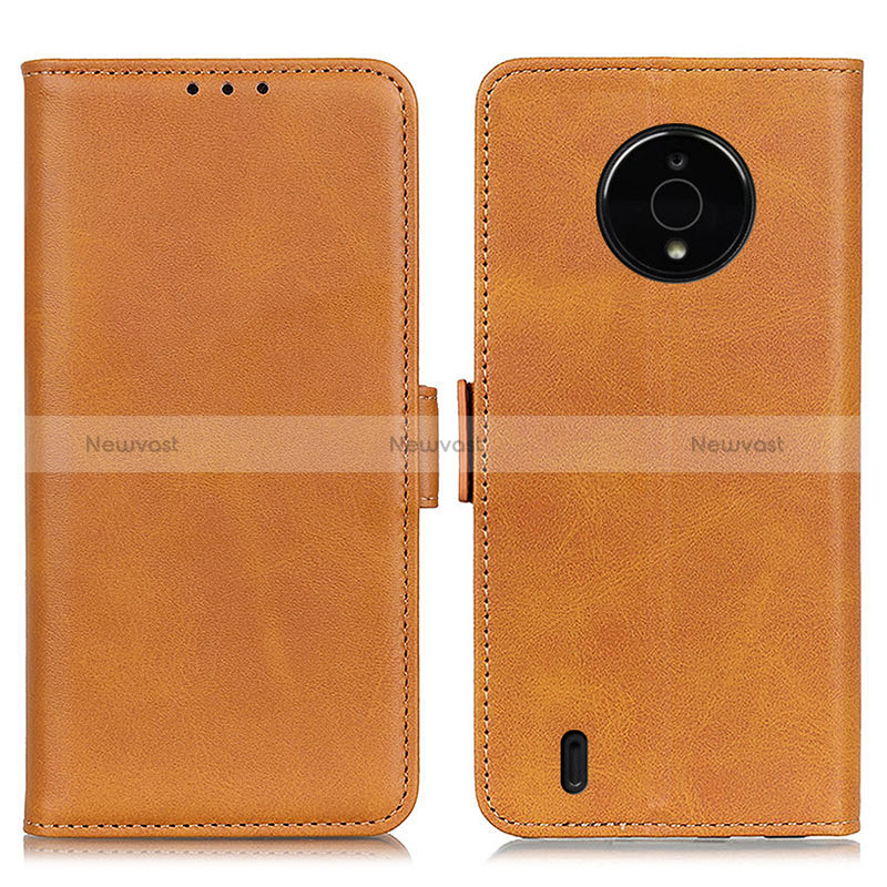 Leather Case Stands Flip Cover Holder M15L for Nokia C200 Light Brown