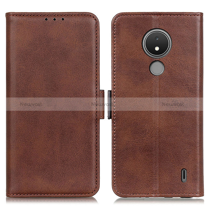 Leather Case Stands Flip Cover Holder M15L for Nokia C21 Brown