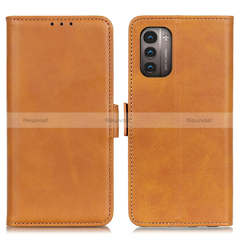 Leather Case Stands Flip Cover Holder M15L for Nokia G11 Light Brown