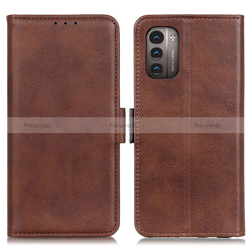 Leather Case Stands Flip Cover Holder M15L for Nokia G21 Brown