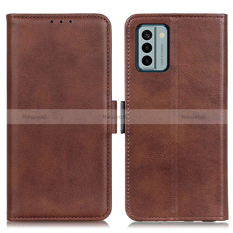 Leather Case Stands Flip Cover Holder M15L for Nokia G22 Brown