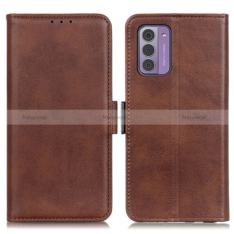 Leather Case Stands Flip Cover Holder M15L for Nokia G310 5G Brown