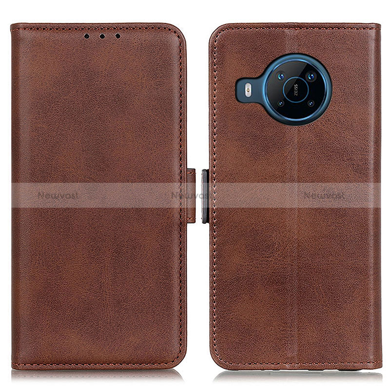 Leather Case Stands Flip Cover Holder M15L for Nokia X100 5G Brown