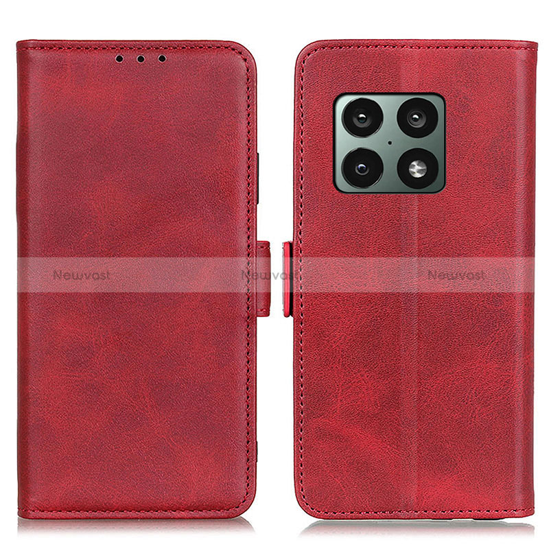 Leather Case Stands Flip Cover Holder M15L for OnePlus 10 Pro 5G Red