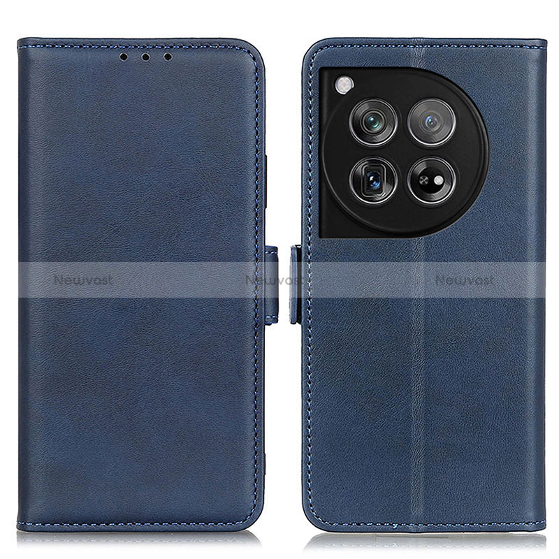 Leather Case Stands Flip Cover Holder M15L for OnePlus 12R 5G Blue