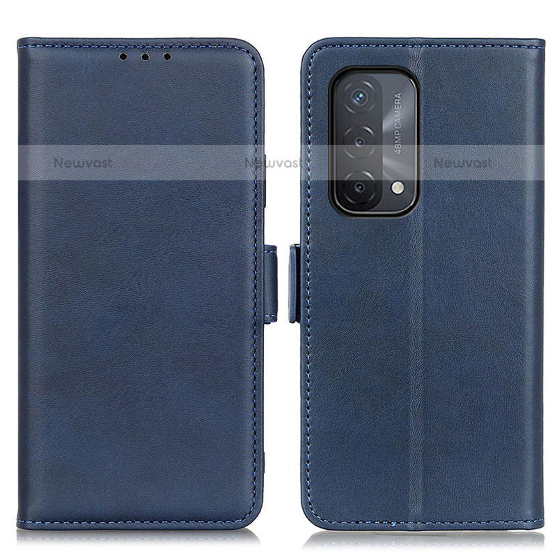 Leather Case Stands Flip Cover Holder M15L for OnePlus Nord N200 5G Blue