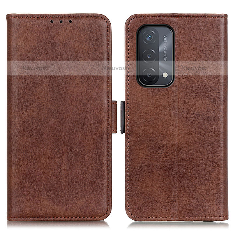 Leather Case Stands Flip Cover Holder M15L for OnePlus Nord N200 5G Brown