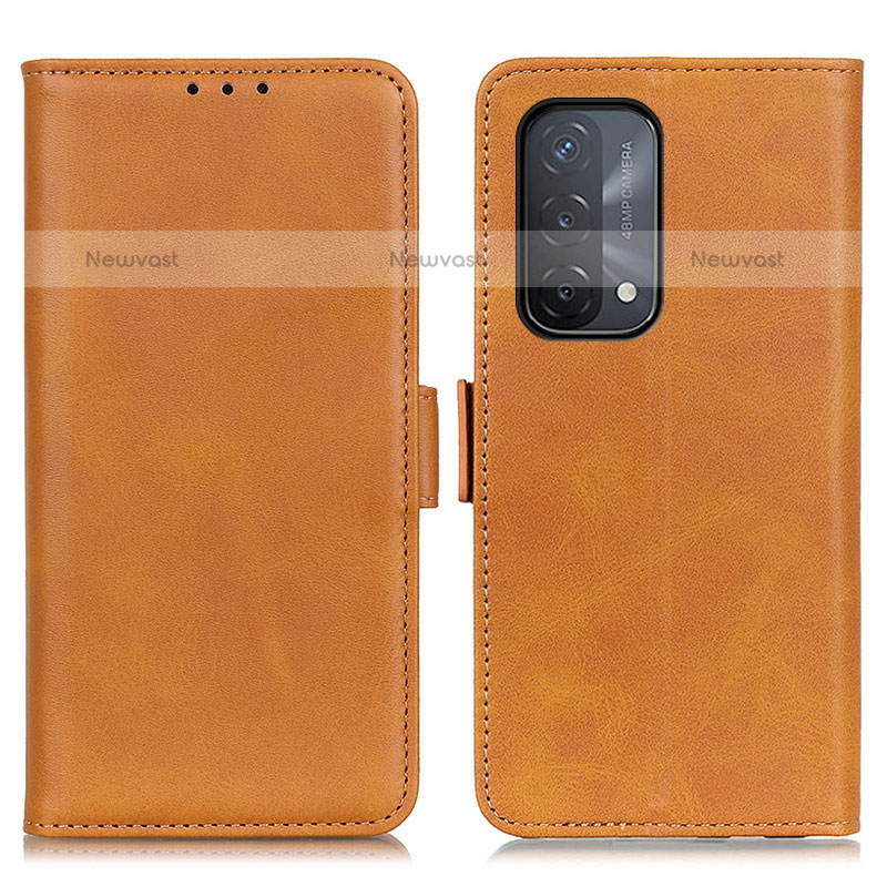 Leather Case Stands Flip Cover Holder M15L for OnePlus Nord N200 5G Light Brown