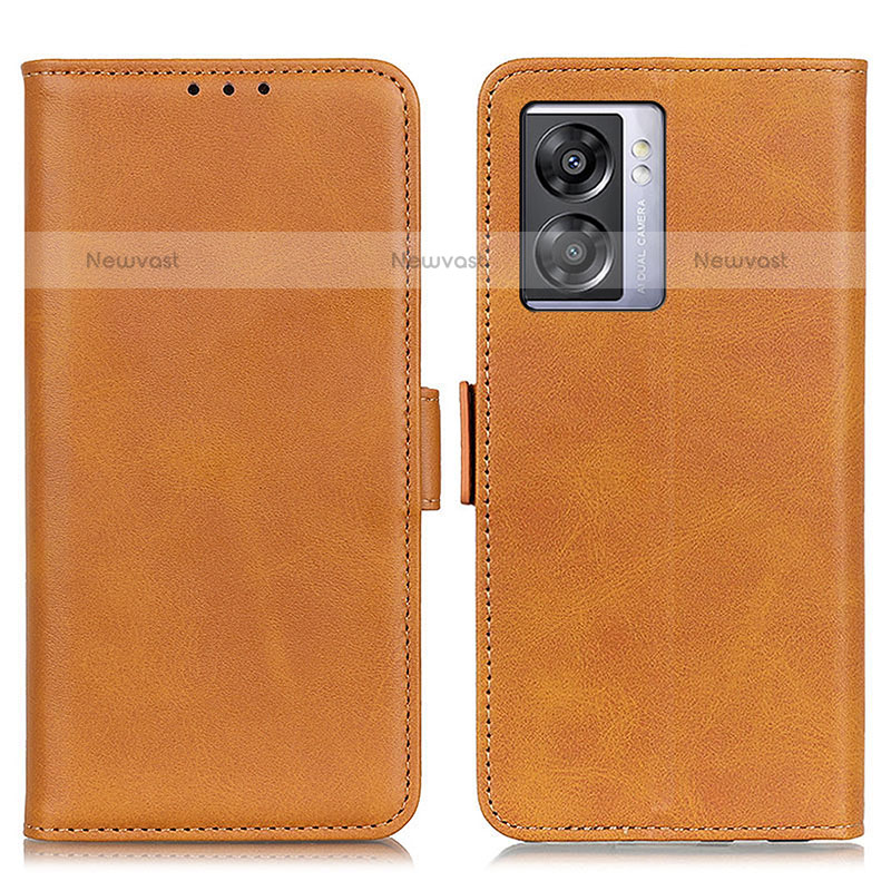 Leather Case Stands Flip Cover Holder M15L for OnePlus Nord N300 5G Light Brown