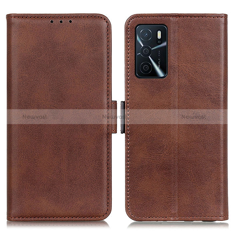 Leather Case Stands Flip Cover Holder M15L for Oppo A16s Brown