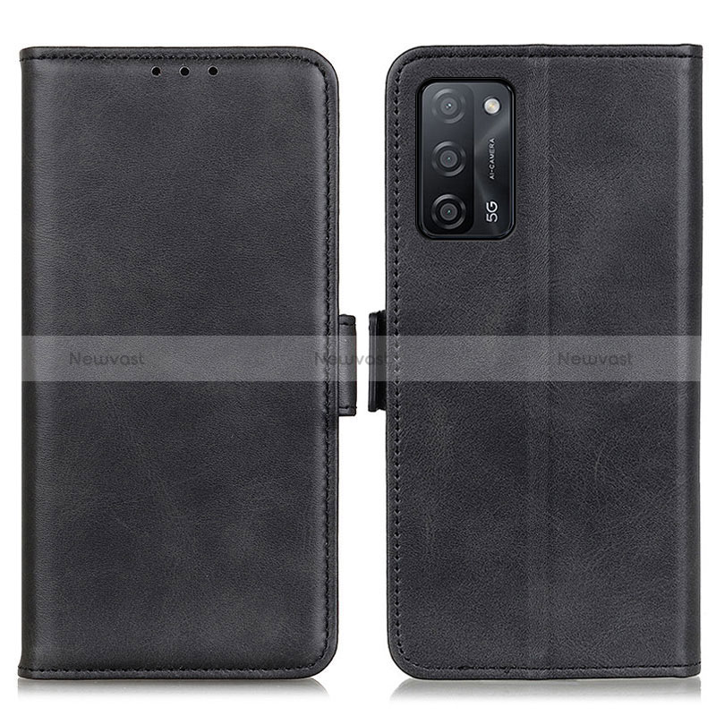 Leather Case Stands Flip Cover Holder M15L for Oppo A53s 5G Black