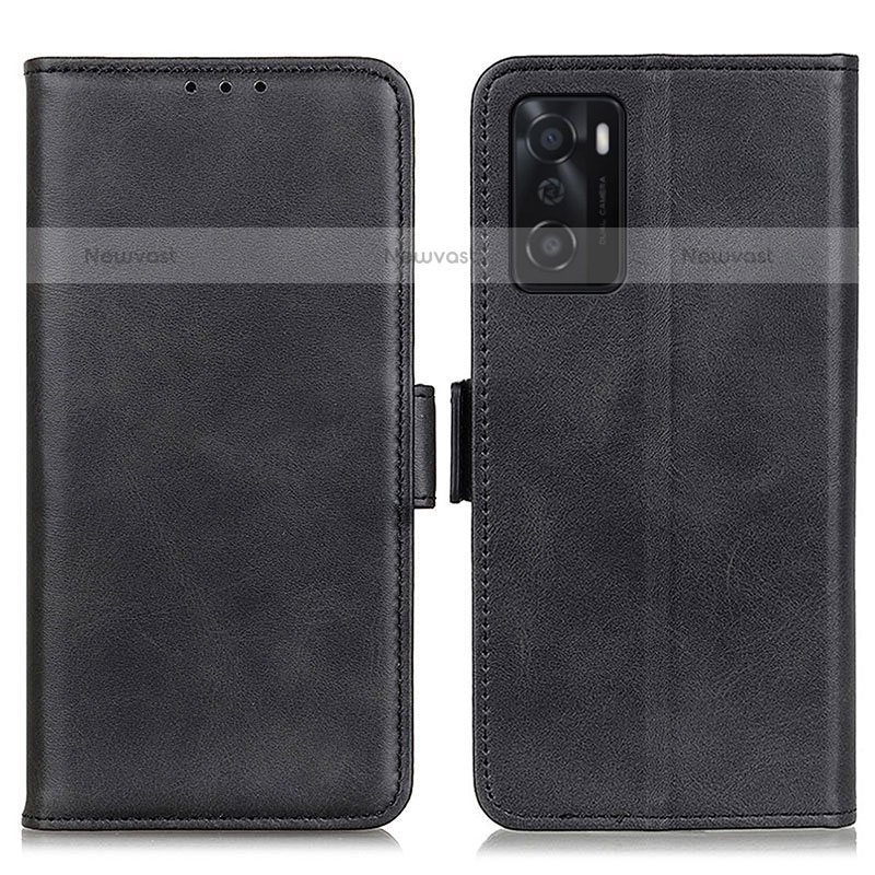 Leather Case Stands Flip Cover Holder M15L for Oppo A55S 5G Black