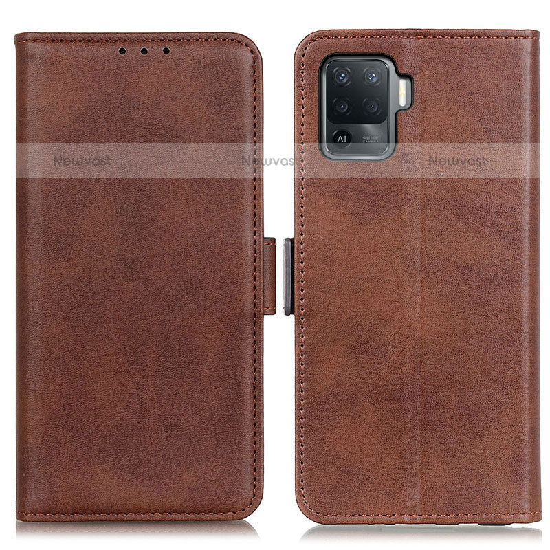 Leather Case Stands Flip Cover Holder M15L for Oppo A94 4G Brown