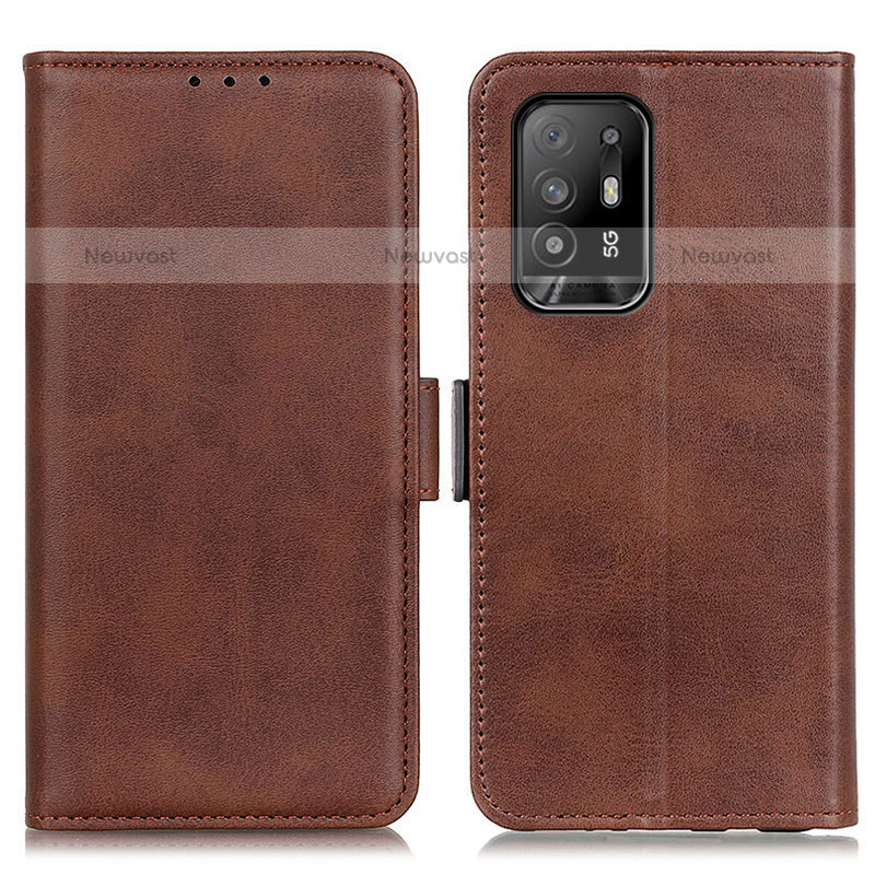 Leather Case Stands Flip Cover Holder M15L for Oppo A94 5G Brown