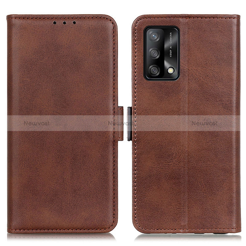 Leather Case Stands Flip Cover Holder M15L for Oppo F19s Brown