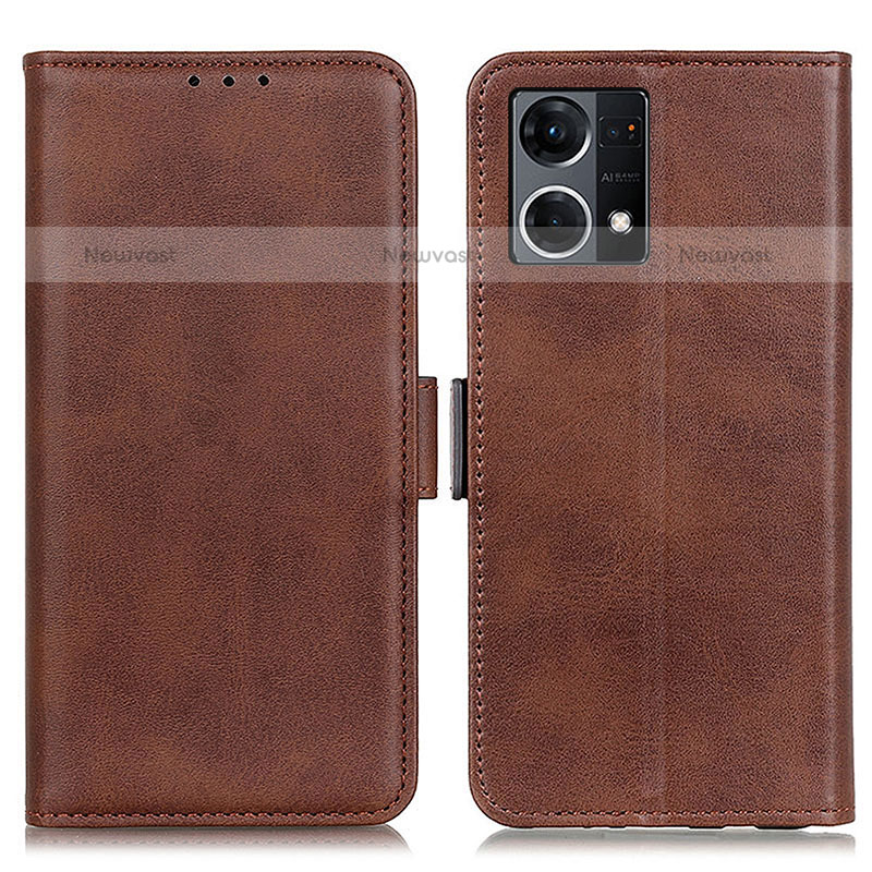 Leather Case Stands Flip Cover Holder M15L for Oppo F21s Pro 4G Brown