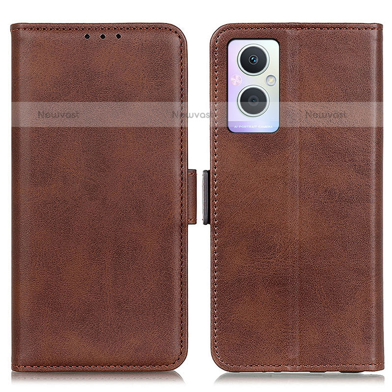 Leather Case Stands Flip Cover Holder M15L for Oppo F21s Pro 5G Brown