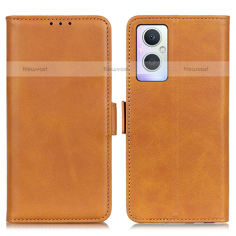 Leather Case Stands Flip Cover Holder M15L for Oppo F21s Pro 5G Light Brown