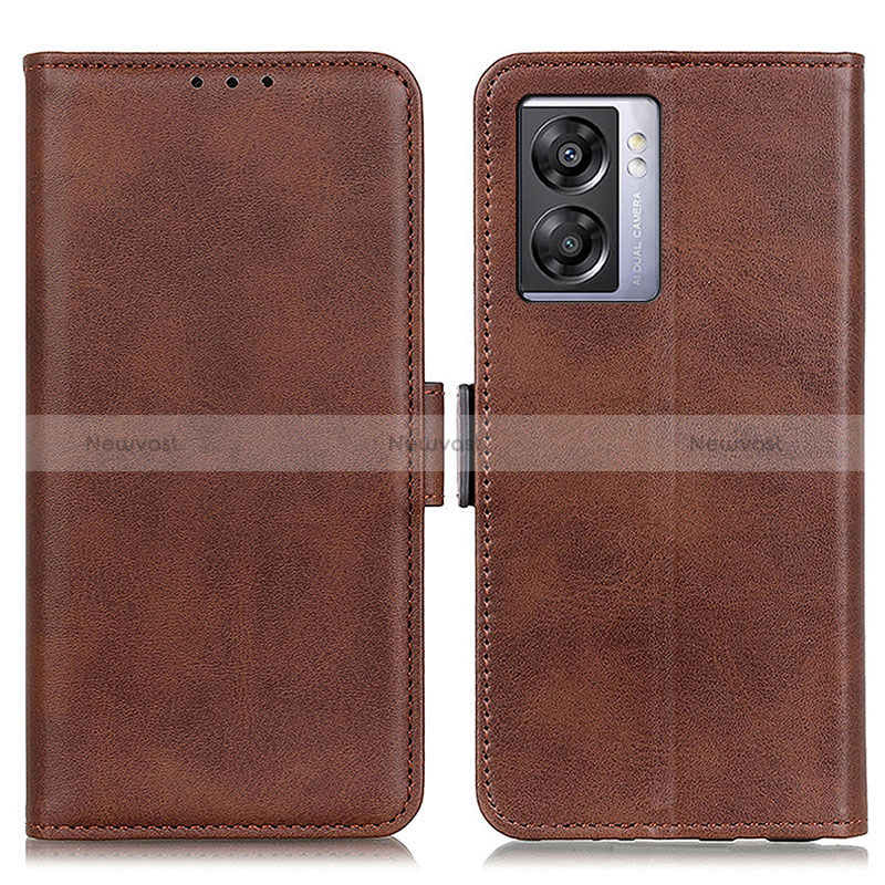 Leather Case Stands Flip Cover Holder M15L for Oppo K10 5G India Brown
