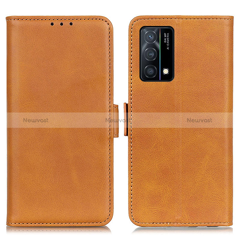 Leather Case Stands Flip Cover Holder M15L for Oppo K9 5G Light Brown