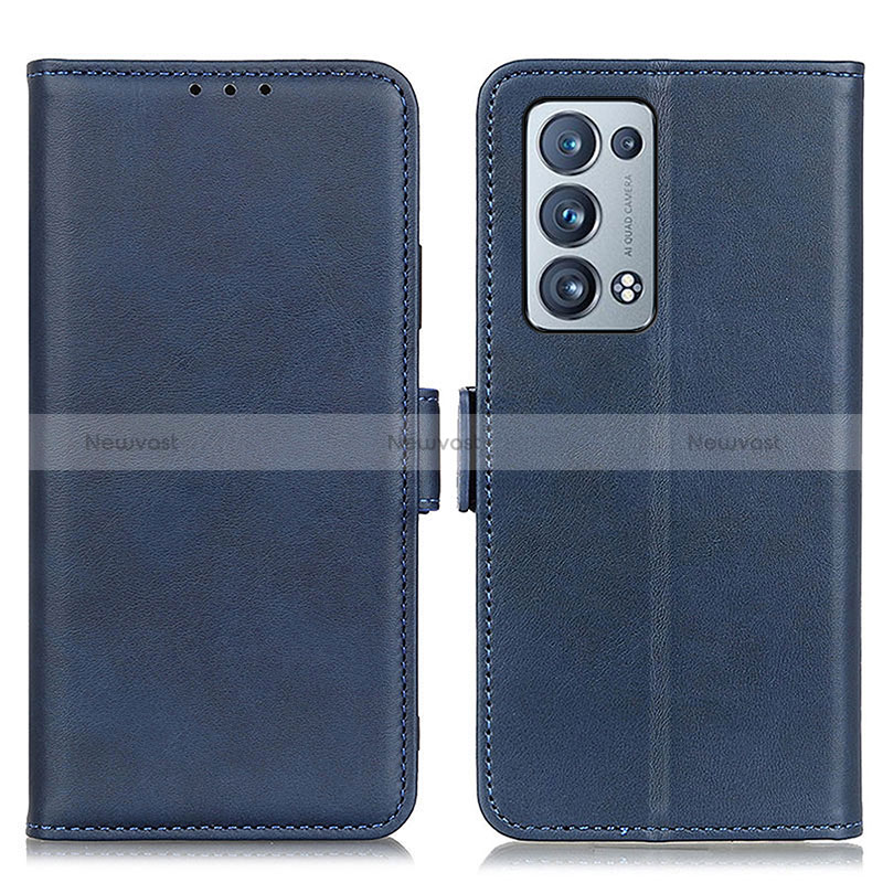 Leather Case Stands Flip Cover Holder M15L for Oppo Reno6 Pro 5G Blue