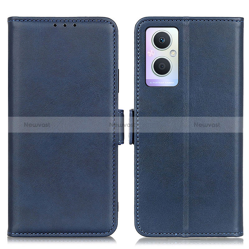 Leather Case Stands Flip Cover Holder M15L for Oppo Reno7 Lite 5G Blue