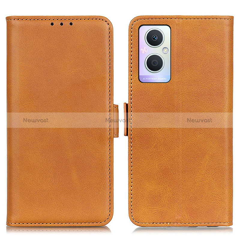 Leather Case Stands Flip Cover Holder M15L for Oppo Reno7 Lite 5G Light Brown