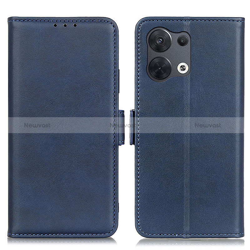 Leather Case Stands Flip Cover Holder M15L for Oppo Reno8 5G Blue