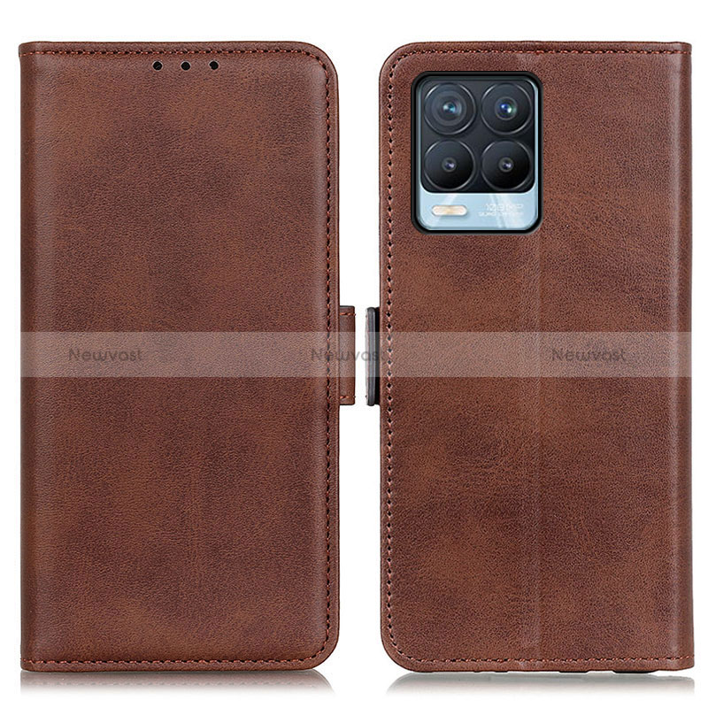 Leather Case Stands Flip Cover Holder M15L for Realme 8 4G Brown