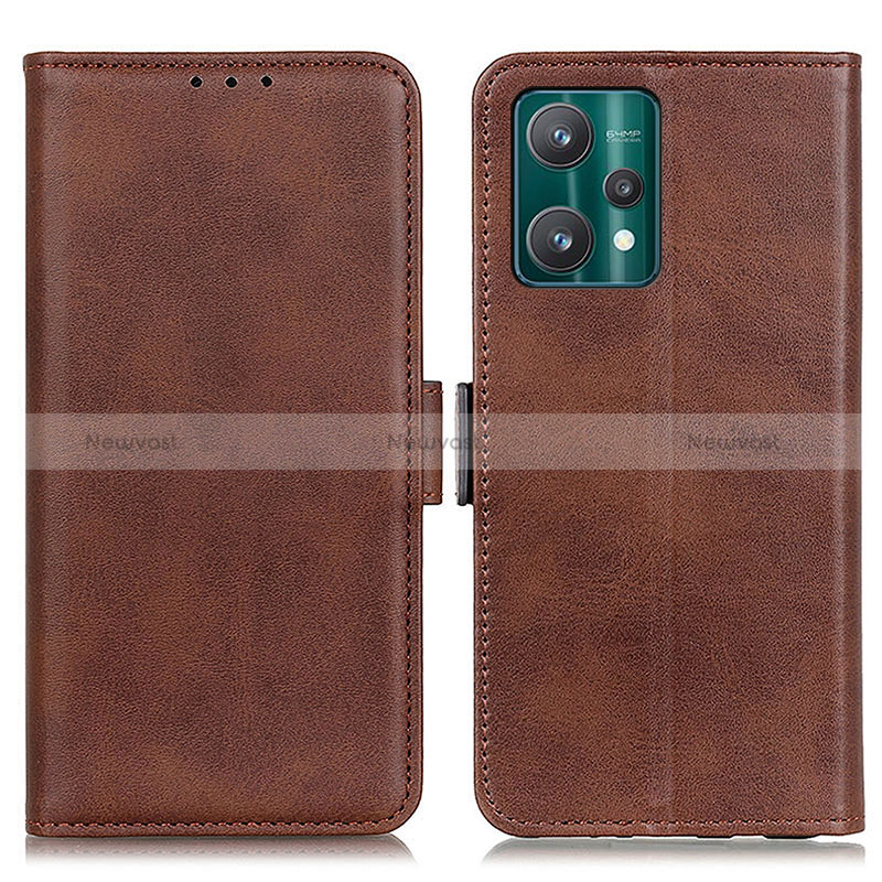 Leather Case Stands Flip Cover Holder M15L for Realme 9 Pro+ Plus 5G Brown