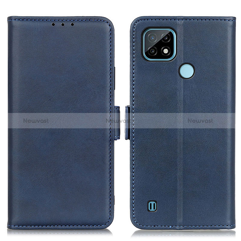 Leather Case Stands Flip Cover Holder M15L for Realme C21 Blue