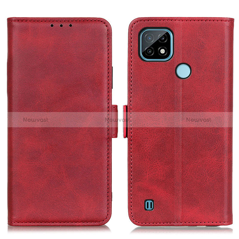 Leather Case Stands Flip Cover Holder M15L for Realme C21 Red