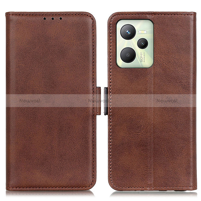 Leather Case Stands Flip Cover Holder M15L for Realme C35 Brown