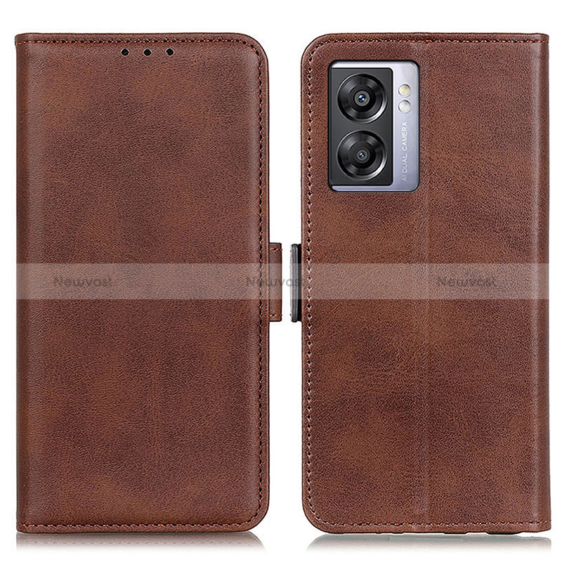 Leather Case Stands Flip Cover Holder M15L for Realme V23i 5G Brown