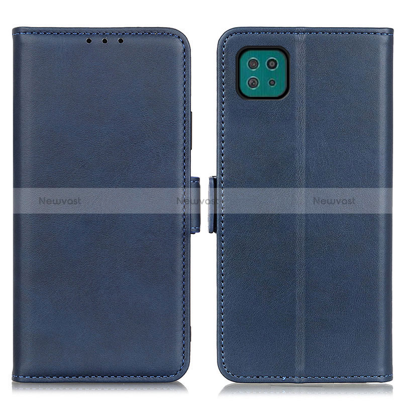 Leather Case Stands Flip Cover Holder M15L for Samsung Galaxy A22 5G Blue