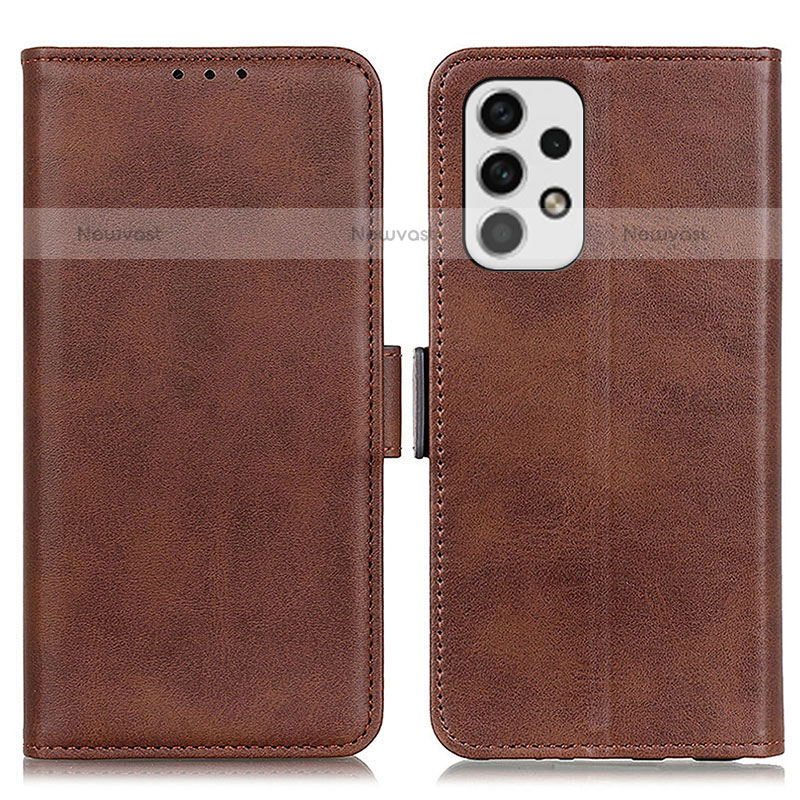 Leather Case Stands Flip Cover Holder M15L for Samsung Galaxy A23 5G Brown