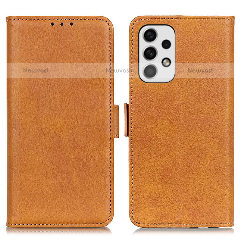 Leather Case Stands Flip Cover Holder M15L for Samsung Galaxy A23 5G Light Brown