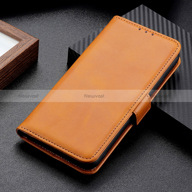 Leather Case Stands Flip Cover Holder M15L for Samsung Galaxy A52 4G Light Brown