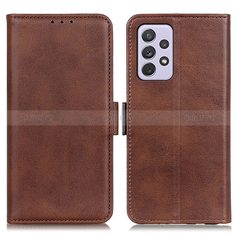 Leather Case Stands Flip Cover Holder M15L for Samsung Galaxy A73 5G Brown