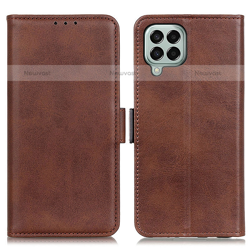 Leather Case Stands Flip Cover Holder M15L for Samsung Galaxy M33 5G Brown