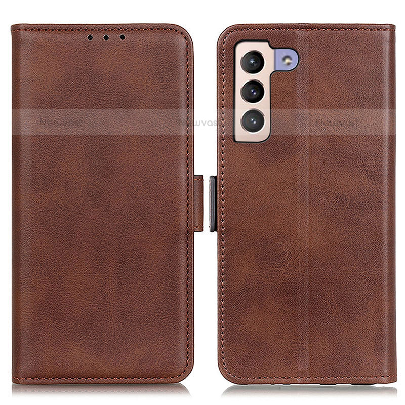 Leather Case Stands Flip Cover Holder M15L for Samsung Galaxy S21 FE 5G Brown