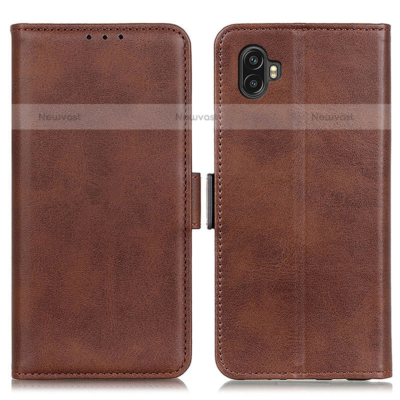 Leather Case Stands Flip Cover Holder M15L for Samsung Galaxy Xcover Pro 2 5G Brown