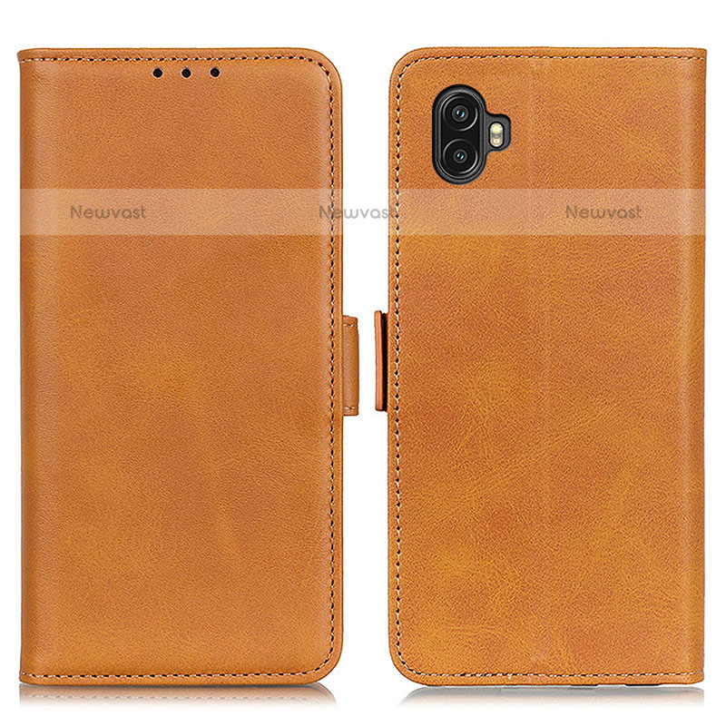 Leather Case Stands Flip Cover Holder M15L for Samsung Galaxy Xcover Pro 2 5G Light Brown