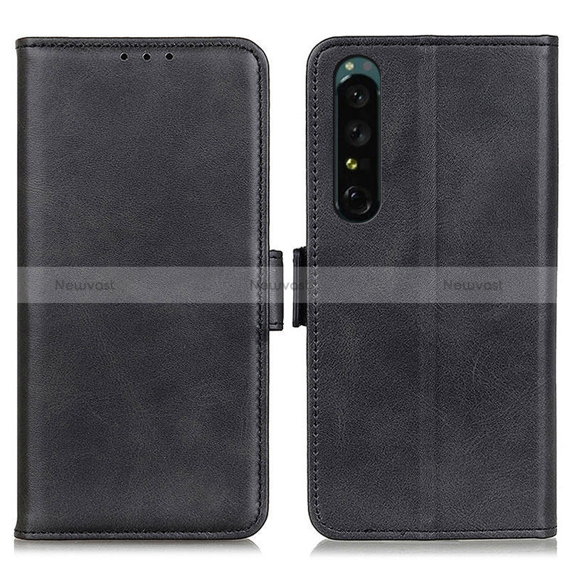 Leather Case Stands Flip Cover Holder M15L for Sony Xperia 1 IV Black